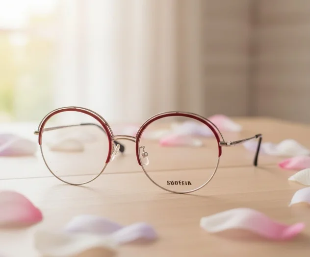 Lunette Optique Suofeia S10015 – Ronde Bicolore Argent & Rouge