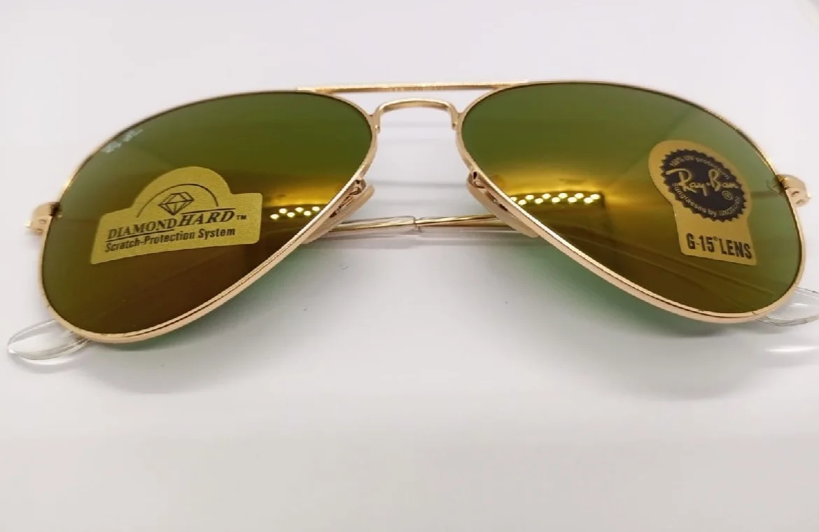 Lunettes de soleil Ray-Ban RB3025 Aviator – Verres miroir dorés G-15 avec protection ultra-résistante