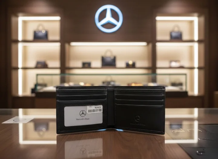 Portefeuille Mercedes en Cuir Noir