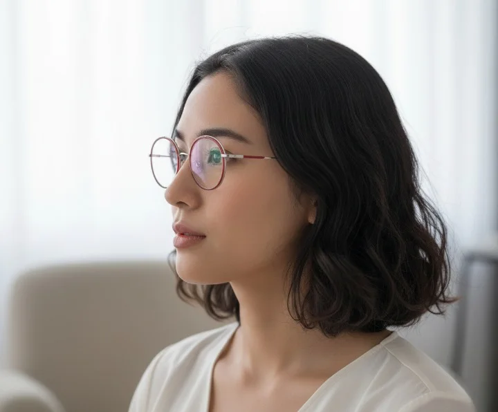 Lunette Optique Suofeia S10015 – Ronde Bicolore Argent & Rouge