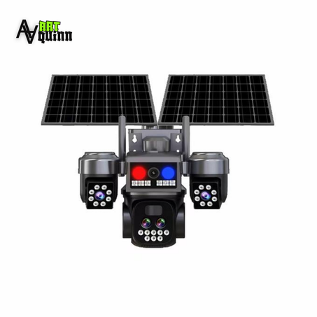 كاميرا مراقبة شمسية 360° بثلاث عدسات وزووم بصري 15 ميخا بيكسل زووم X10 وتنبيهات فورية