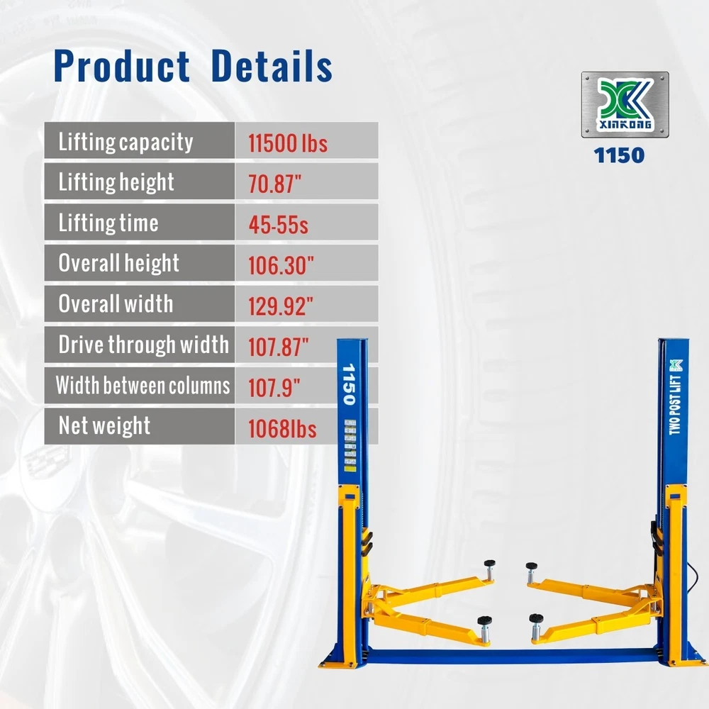 XK 11,500lbs Car Lift 1150 2 Post Lift Auto Truck Hoist 220V - Free Shipping
