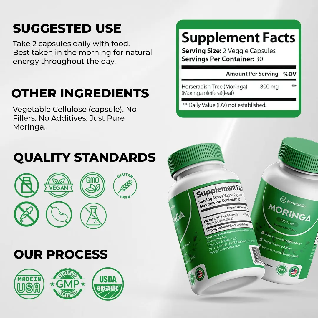 🌿 Rosabella Moringa – Naturally Lowers Cortisol & Restores Balance