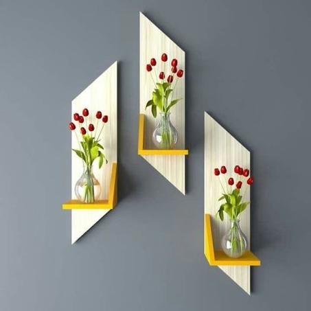 طقم أنيق و عصري من ثلاثة أرفف خشبية