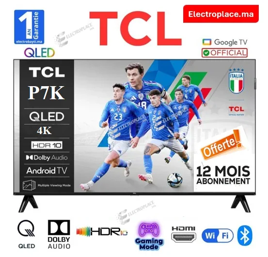TV TCL QLED 43  43P7K Full HD – Smart TV avec HDR10, Dolby Audio et Chromecast Qualité PLus abonnement IP