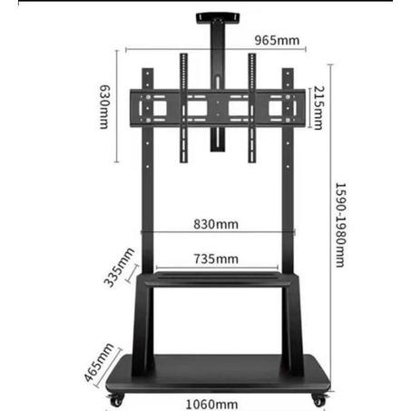 Support TV où Ecran Mobile ,Pied Roulant grande taille jusqu'à 100'' où 120 KG