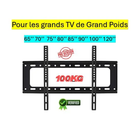 Support Mural TV 65 &agrave; 120 Pouces - Ultra R&eacute;sistant jusqu'&agrave; 100 kg Maroc