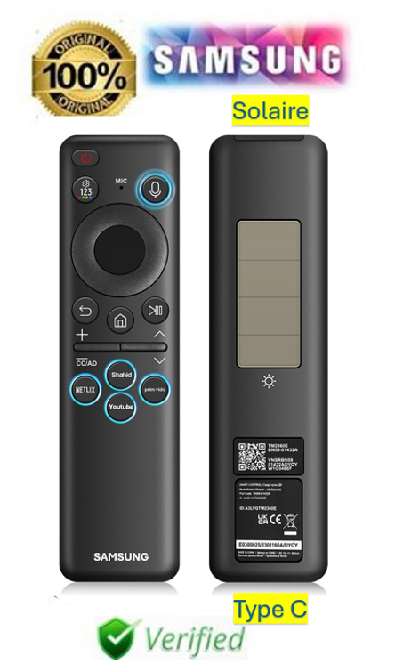 Télécommande Samsung Originale Rechargeable Solaire USB-C – Modèle BN59-01388A