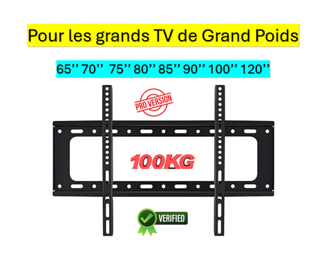 Support Mural TV pour téléviseurs de 55 à 120 Pouces, téléviseur de Grande Taille pouvant Supporter jusqu'à 100 KG