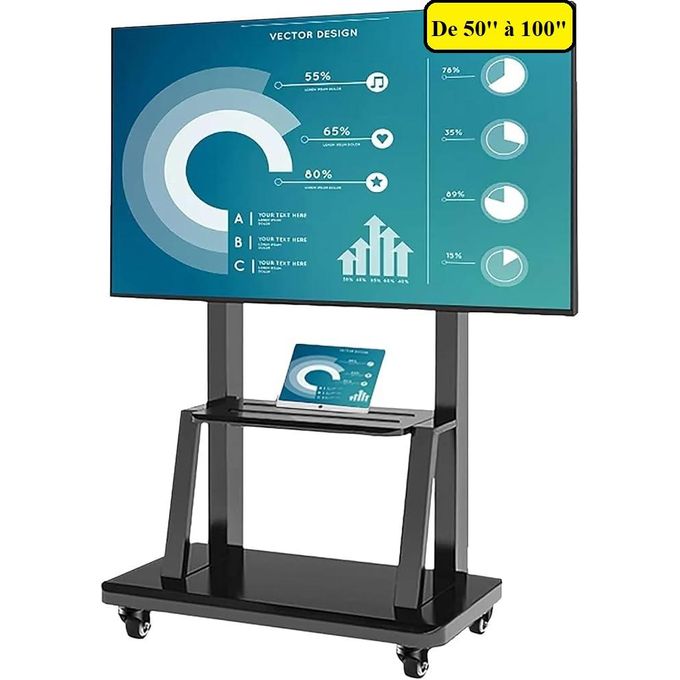 Support TV où Ecran Mobile ,Pied Roulant grande taille jusqu