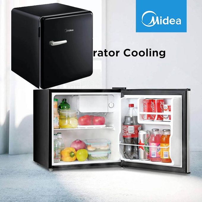 Midea Mini réfrigérateur Minibar Noir 47L design avec petit compartiment congélateur idéal pour chambre