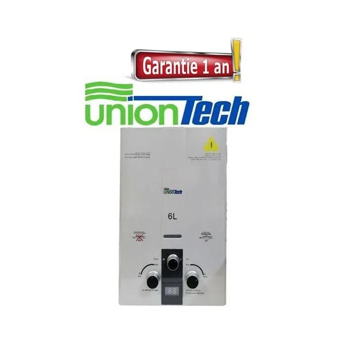 Chauffe eau automatique UnionTech  à gaz 6 litres avec afficheur de température top qualité