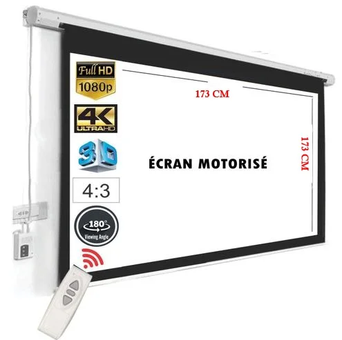 &eacute;cran de projection 80 pouces 173cm / 173cm motoris&eacute;e avec t&eacute;l&eacute;commande Maroc – photo 2