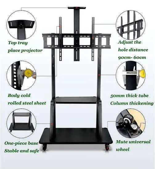Support Roulant Mobile à Pied / Table Chariot Professionnel pour Écrans Géants 50" à 85" — La Liberté de Mouvement pour Vos Espaces Professionnels !