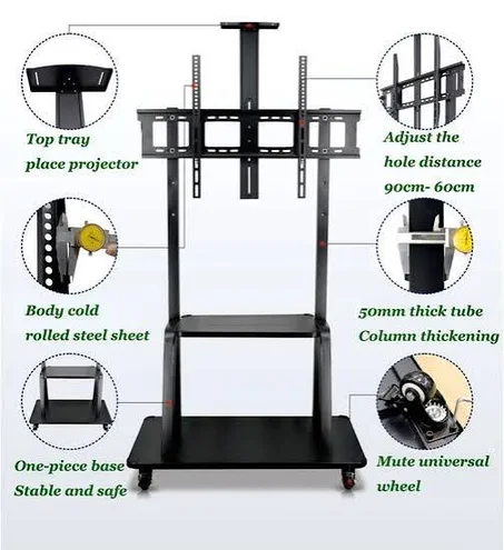 Support Roulant Mobile à Pied / Table Chariot Professionnel pour Écrans Géants 50" à 85" — La Liberté de Mouvement pour Vos Espaces Professionnels !