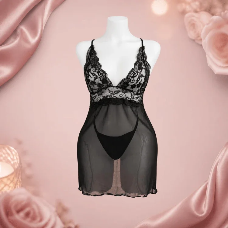 Nuisette Dentelle Noire Transparente