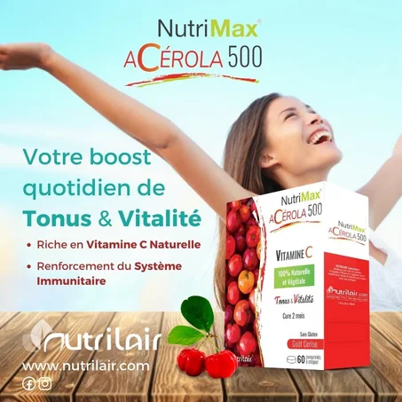 NUTRIMAX® Acérola-500  -- Votre boost quotidien de Tonus & Vitalité --