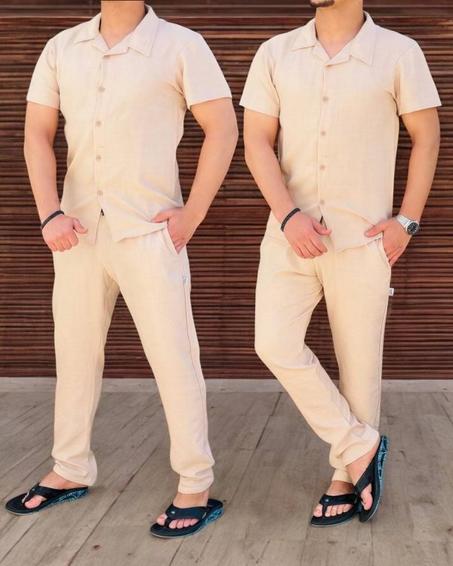 👔👖 أنسومبل رجالي صيفي راقٍ – قماش Lelain مميز بخفة وأناقة طبيعية