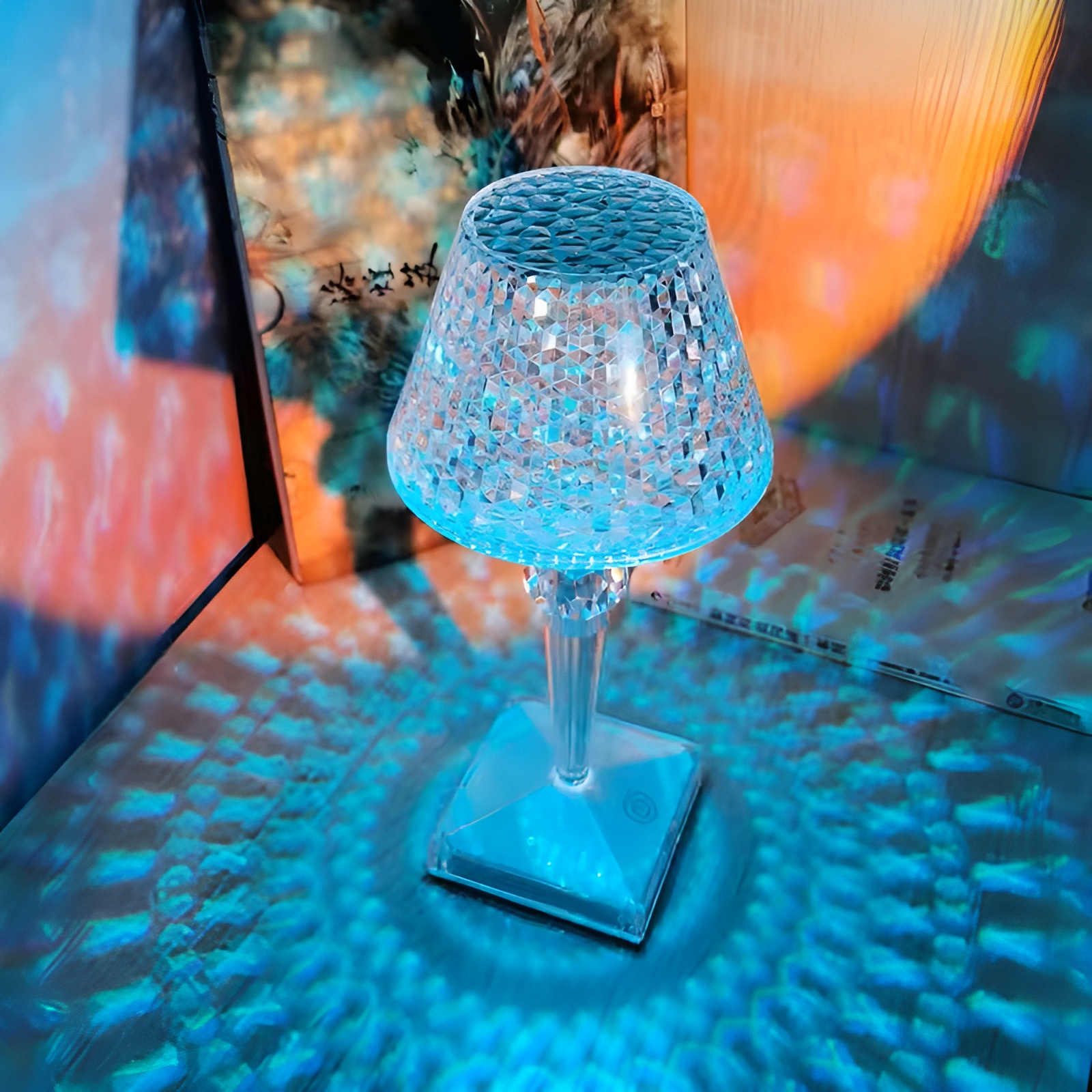 LED Diamond Table Lamp – USB Touch Crystal