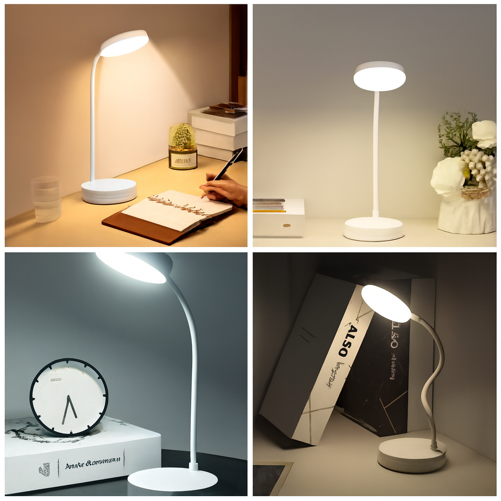 Portable LED Desk Lamp – USB Plug-in, Rechargeable, 3 Color Modes