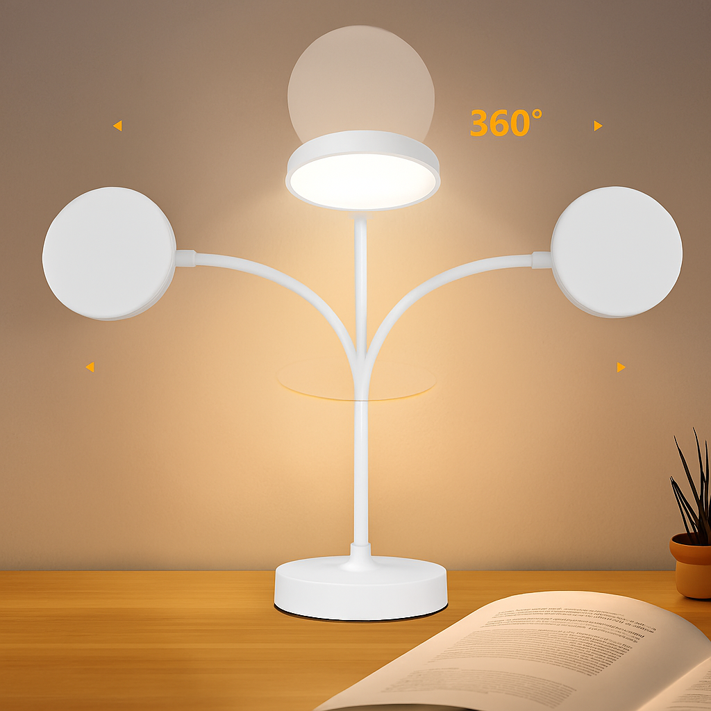 Portable LED Desk Lamp – USB Plug-in, Rechargeable, 3 Color Modes