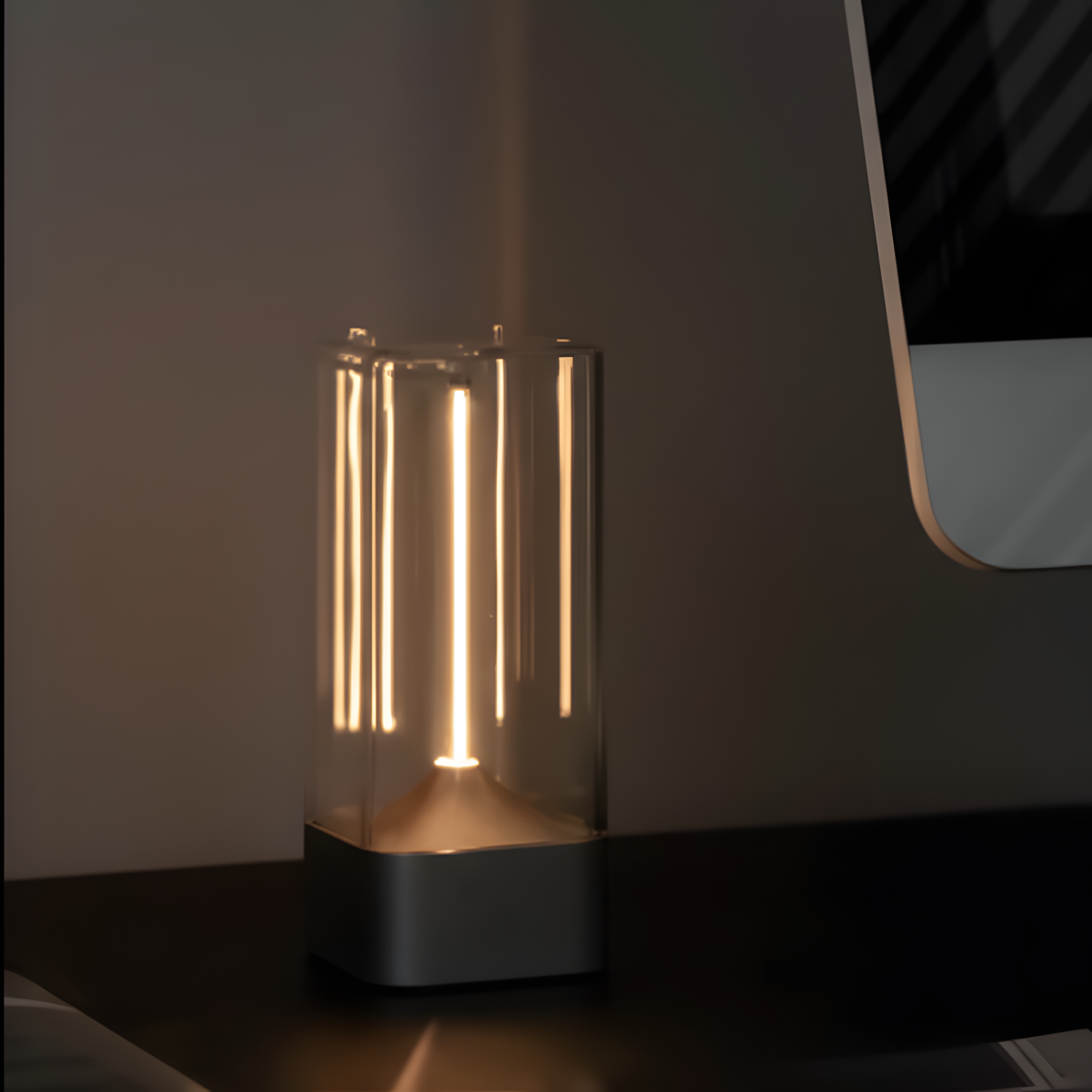 Minimalist LED Table Lamp – White  Rechargeable, Magnetic Filament, 3-Level Dimming