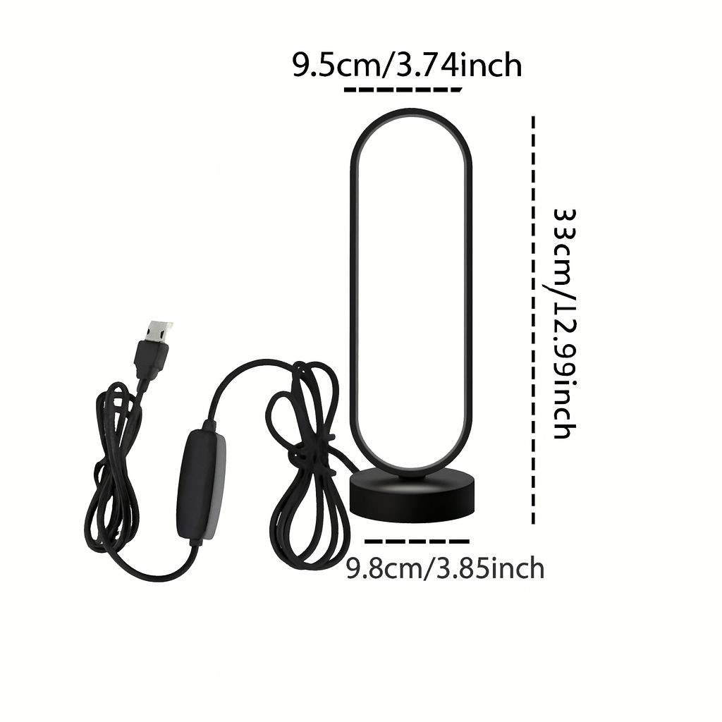 Ring Lamp – Three‑Color Dimming Bedside Lamp, Black Shade
