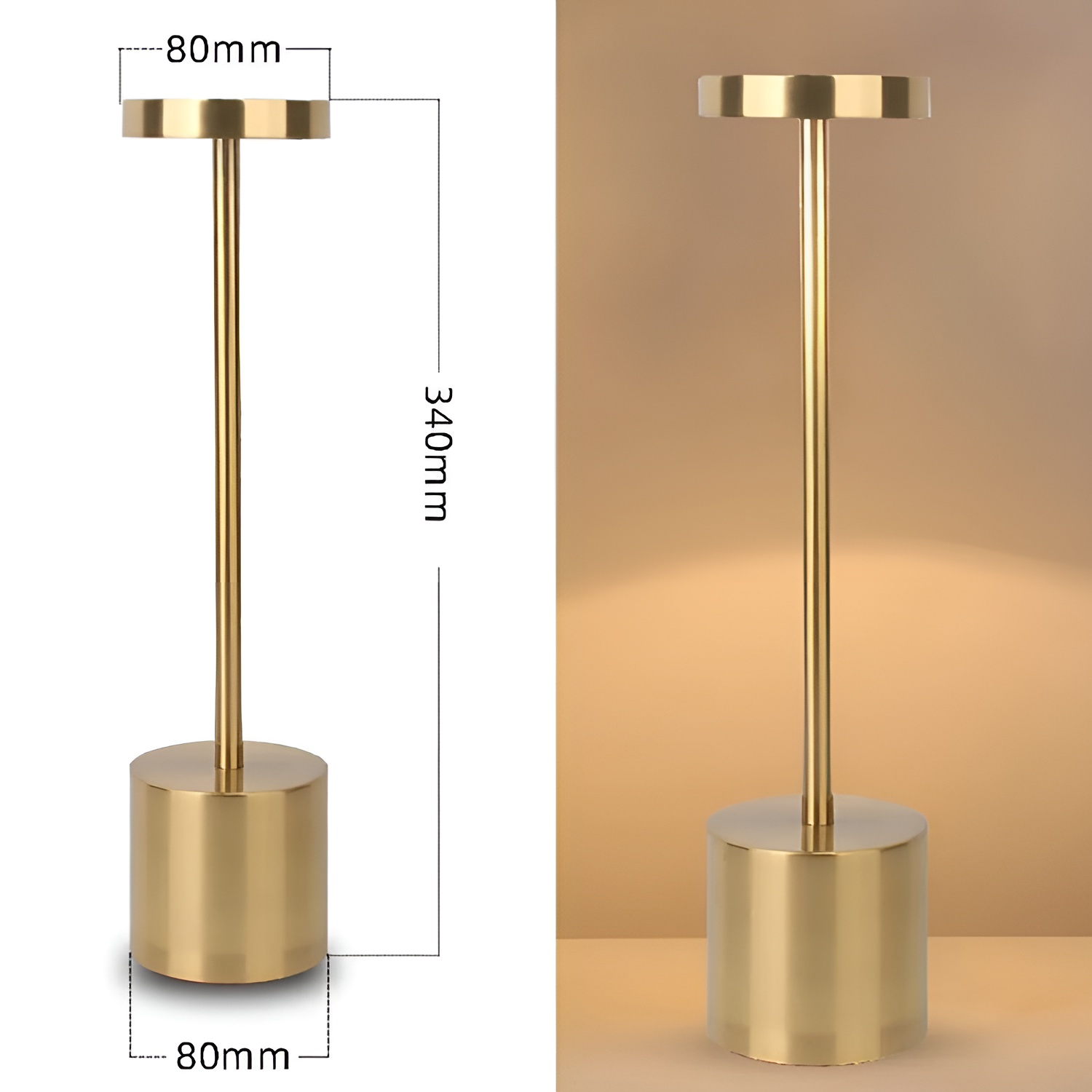 Classic USB Table Lamp – Rose Gold  Touch Control, 3 Colors, Dimmable