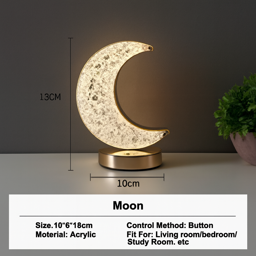 Moon Crystal Night Light – Touch Control USB Lamp