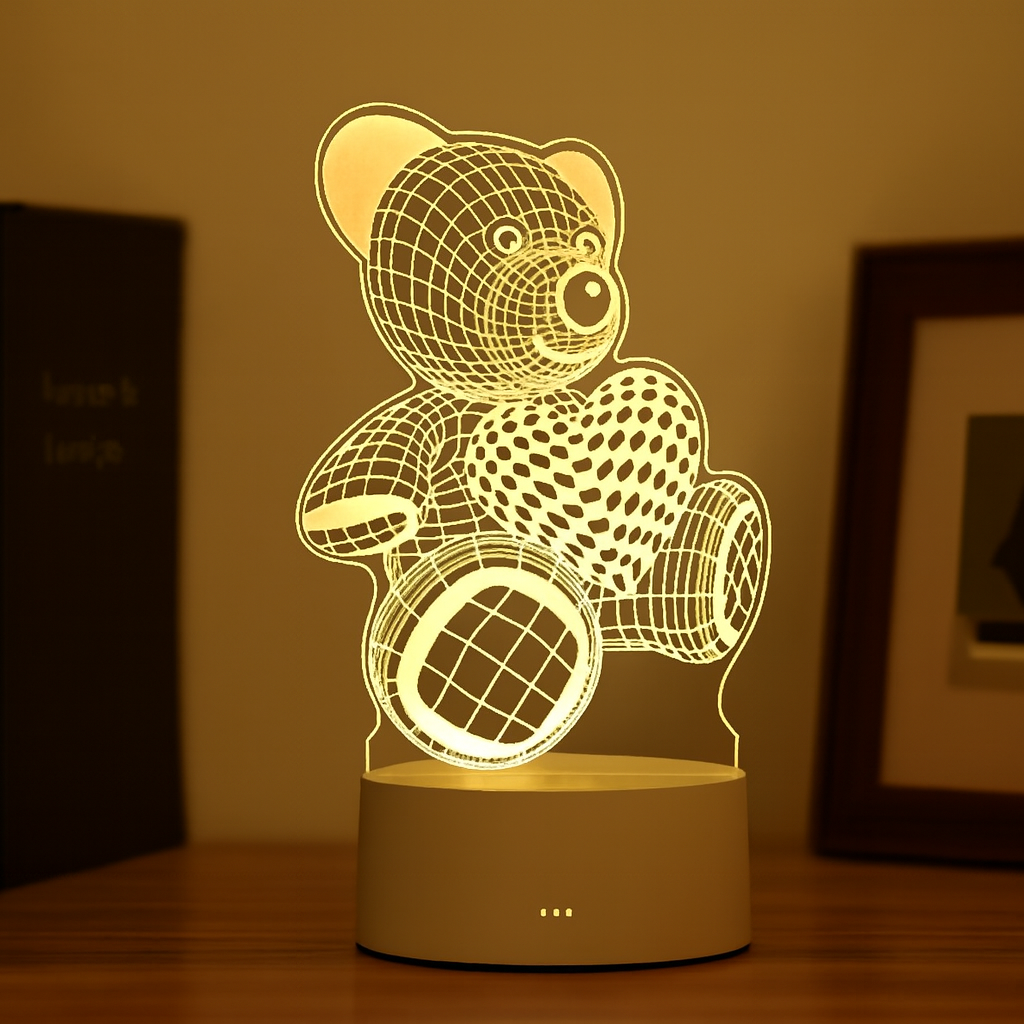 3D Acrylic USB LED Night Light – Bear Design