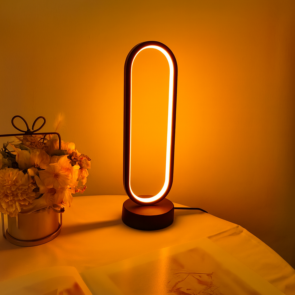 Ring Lamp – Three‑Color Dimming Bedside Lamp, Black Shade