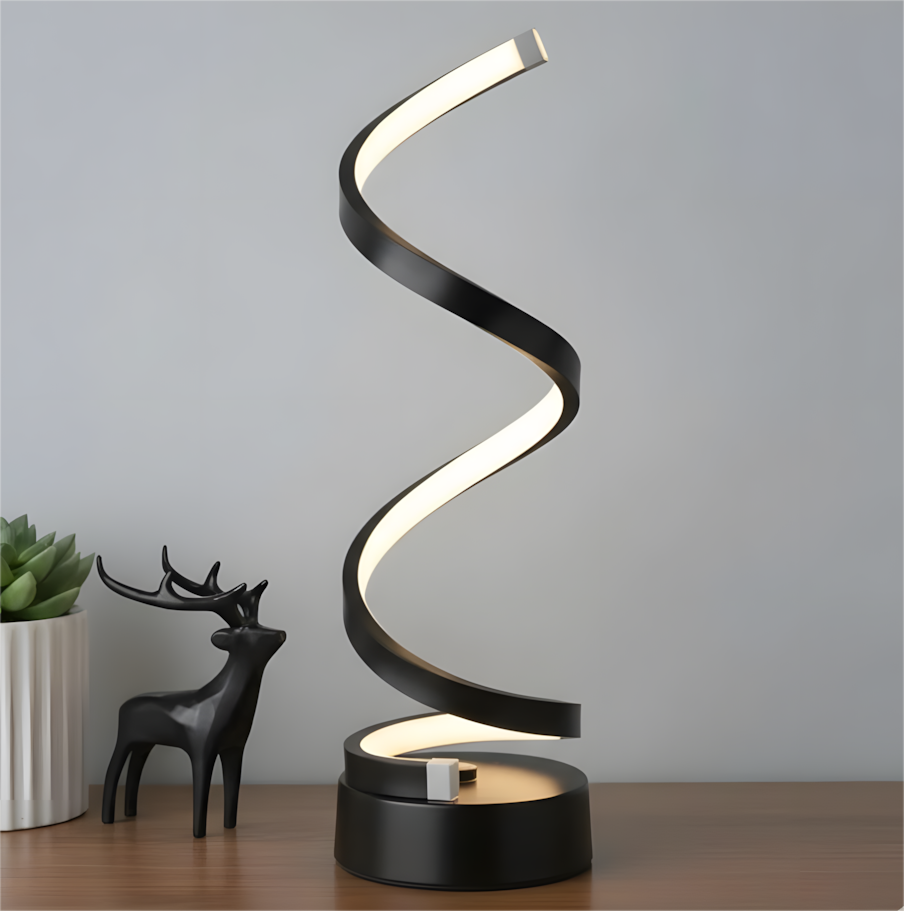 LED Spiral Table Lamp – Dimmable Brightness  Modern Bedside & Office Light