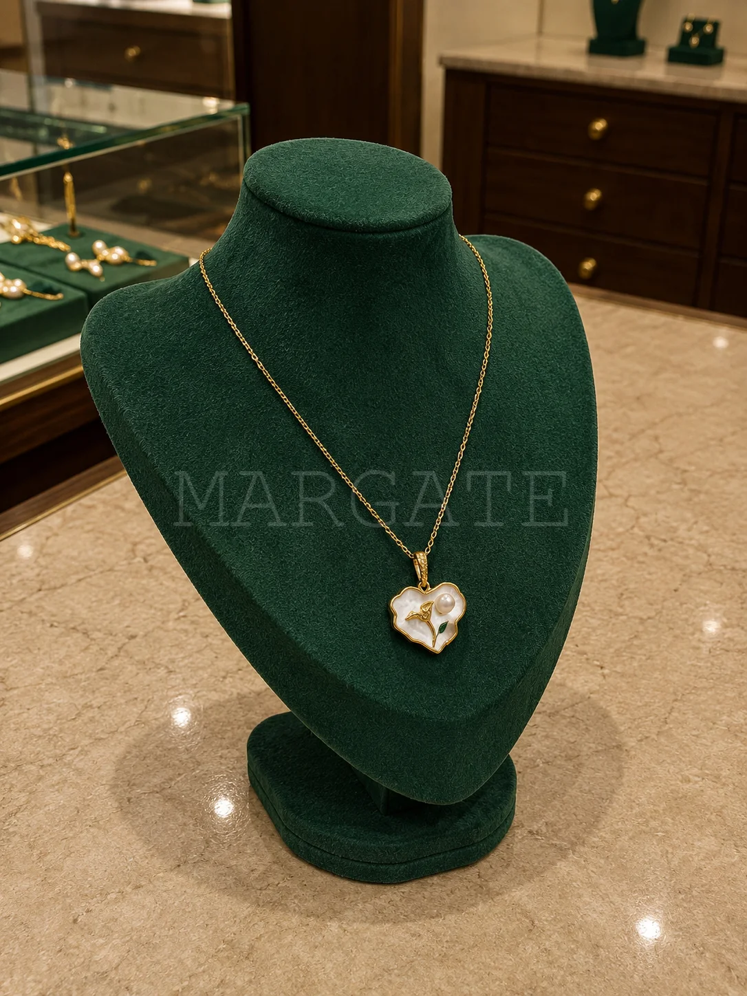 Collier Cœur Nacre Fleur