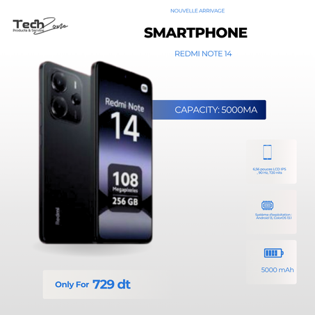 Smartphone Xiaomi Redmi Note 14 8Go 256Go