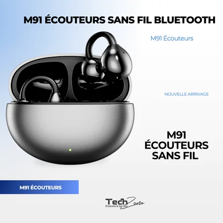 Écouteurs Sans Fil M91 à Clip Bluetooth avec Réduction de Bruit
