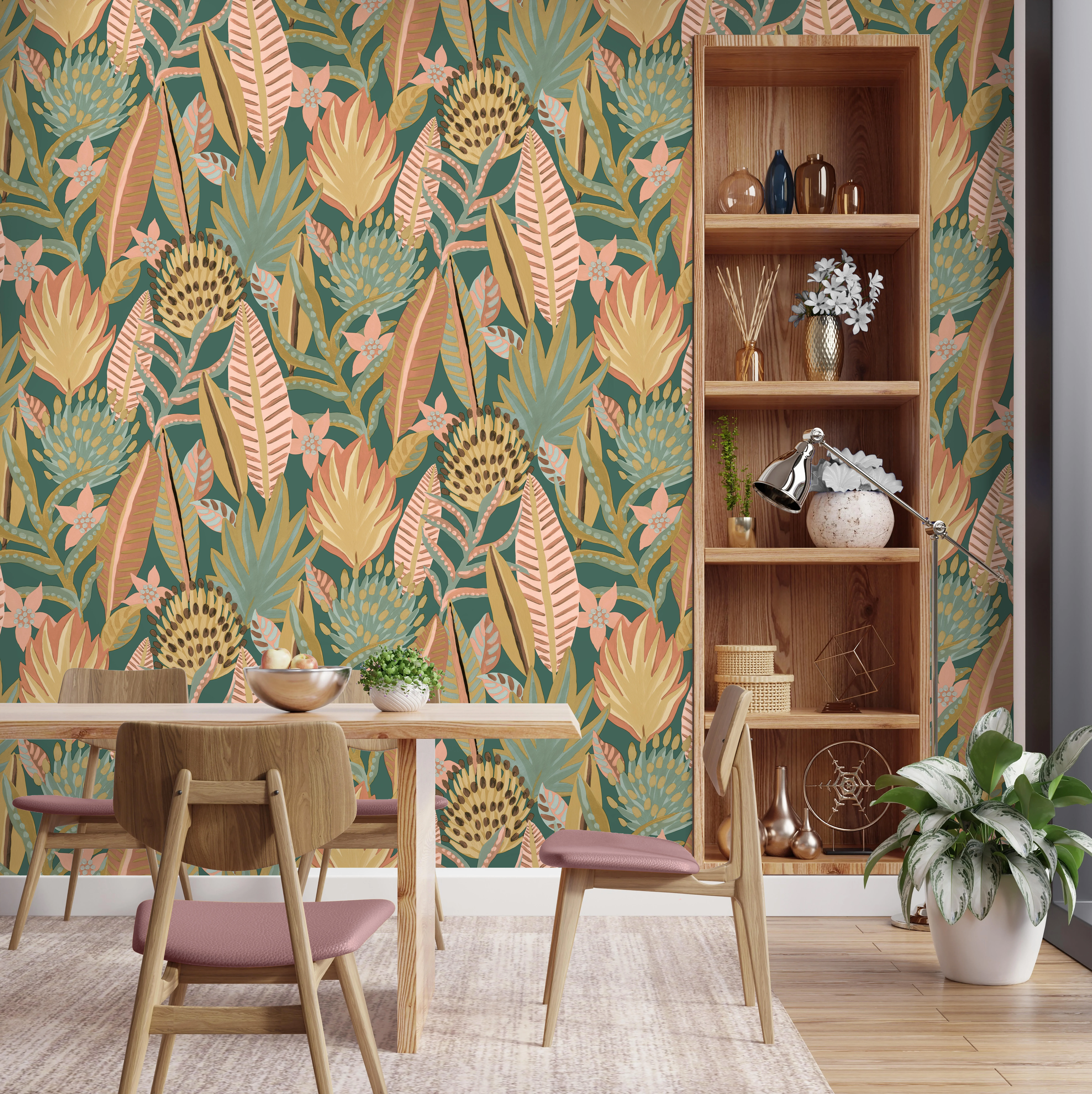 ورق حائط إنتيسي بزهور عصرية ولمسة أنيقة 🌸