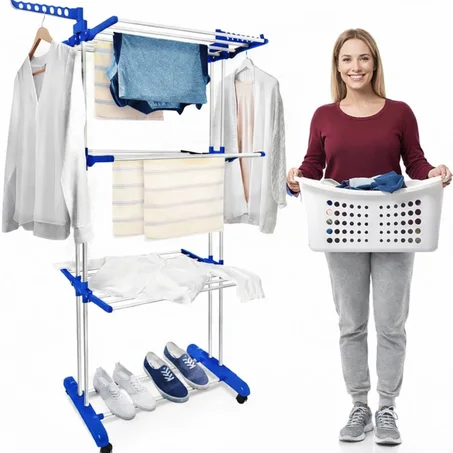 نشار ملابس معدني بـ4 طبقات – عملي وقوي للاستعمال اليومي 👕✨