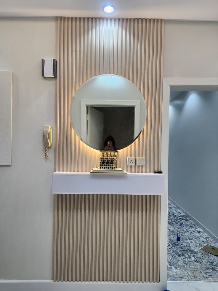 Miroir mural rond lumineux