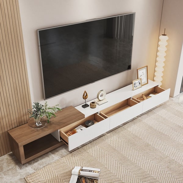 Meuble TV moderne rétractable en bois
