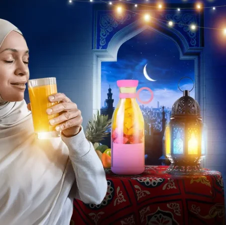 خلاط عصير كهربائي محمول (وردي)