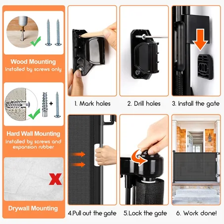 حاجز الأمان الذكي والقابل للسحب - حماية متكاملة لطفلك وحرية تامة لكِ في المنزل!
