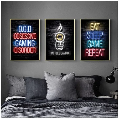 Gaming poster pour salle de jeux vidéo, XBOX, playstation, Neon, nintendo 12 poster A5