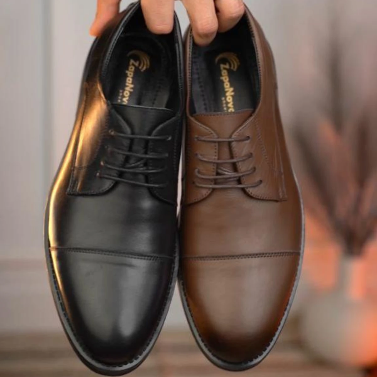 حذاء "ديربي" أنيق من الجلد الطبيعي - L011