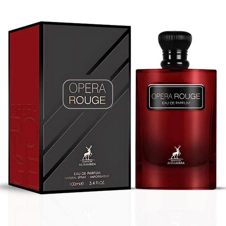 Maison Alhambra Opera Rouge Eau De Parfum en espray – 3.4 fl oz (3.4 oz), mezcla divertida de calidez afrutada, floral y cremosa, fragancia de larga duración para mujeres y hombres