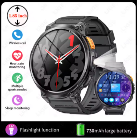 ساعة ذكية جديدة للرجال مزودة بشاشة عالية الدقة مقاس 1.85 بوصة وبطارية كبيرة 730 مللي أمبير في الساعة وسوار BT Call للرجال مقاوم للماء وساعة ذكية للياقة البدنية للرجال