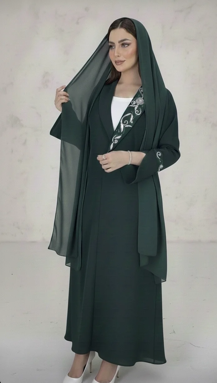 Abaya with dress & chilla
