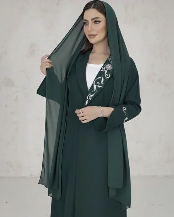 Abaya with dress & chilla