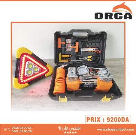 Compresseur Gonfleur ORCA 12V + Triangle Signalisation