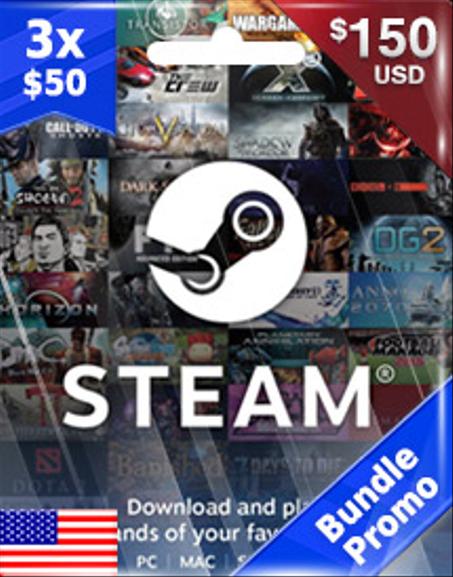 STEAM WALLET CODE USD150 (US) BUNDLE PROMO