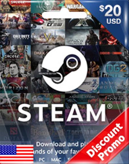 STEAM WALLET CODE USD20 (US) DISCOUNT PROMO